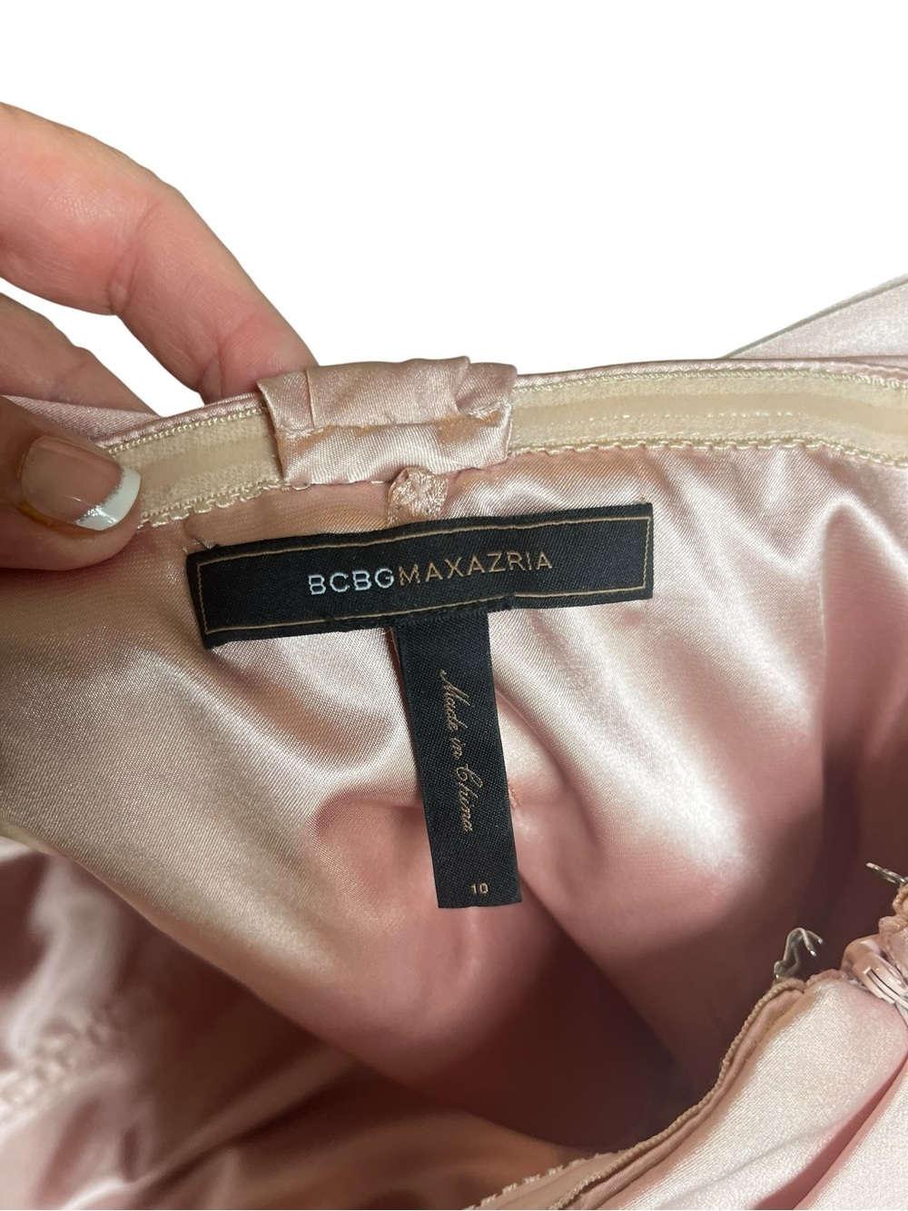 BCBGMAXAZRIA Pink Satin Strapless Cocktail Dress 10 Coquette Wedding Homecoming - Picture 5 of 9